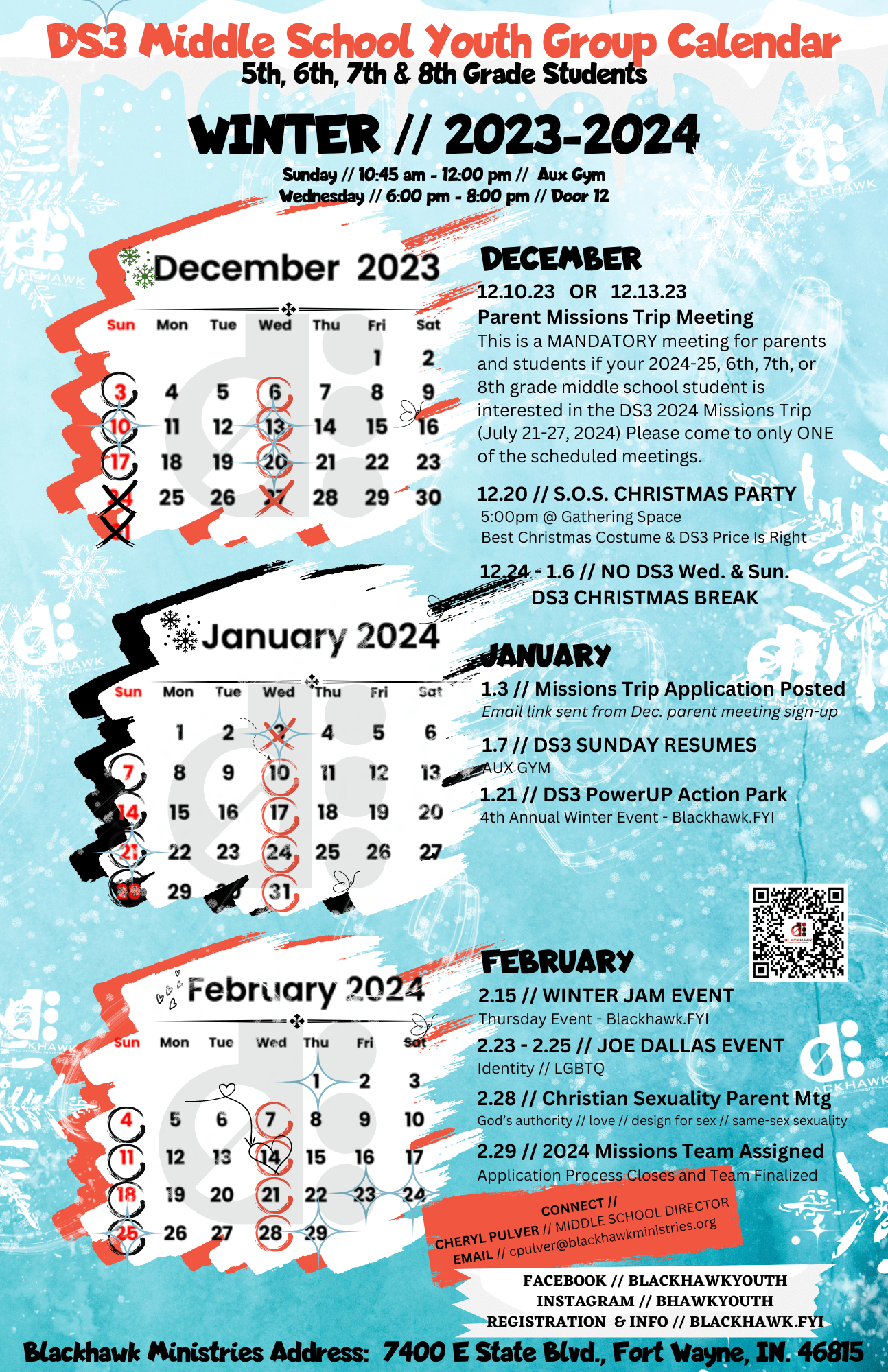 DS3 Middle School Youth Group Winter Calendar