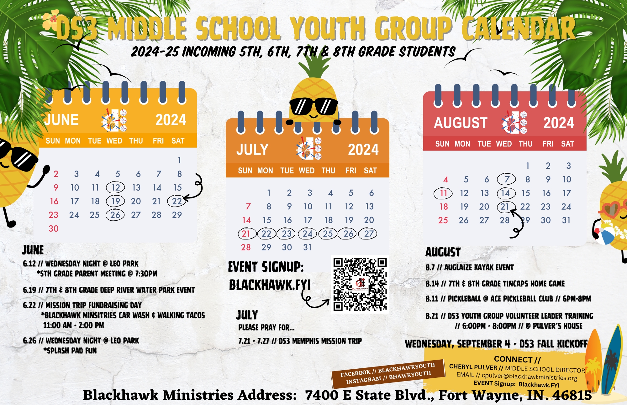 DS3 ☀️ Middle School Youth Group Summer Calendar
